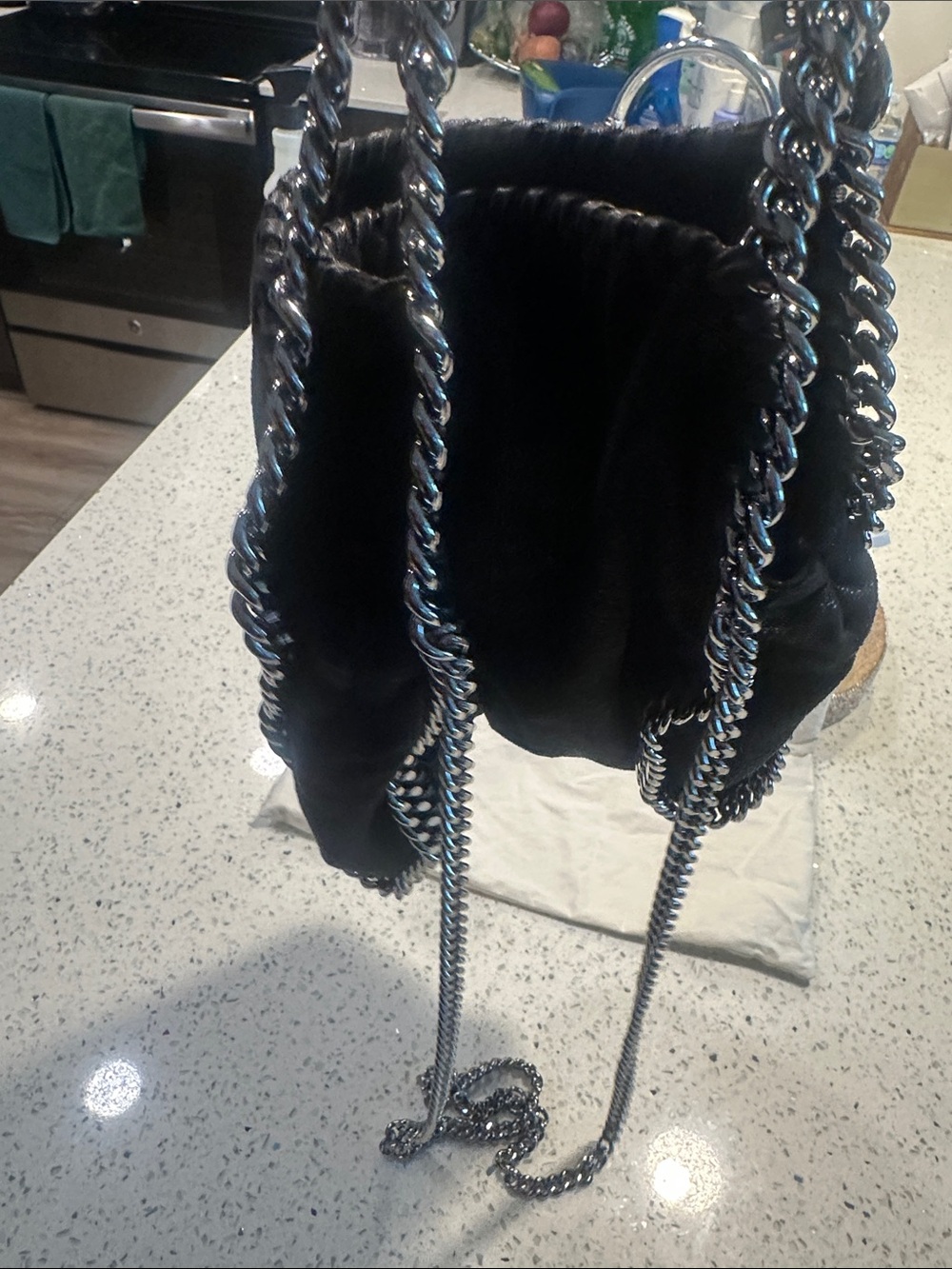 Stella McCartney Black Falabella Mini Chain Shoulder Bag - Picture 7 of 15